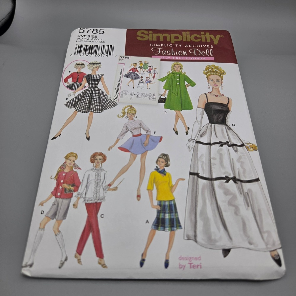 Simplicity 5785 Fashion Doll Clothes Sewing Pattern 11.5 inch Retro Archives